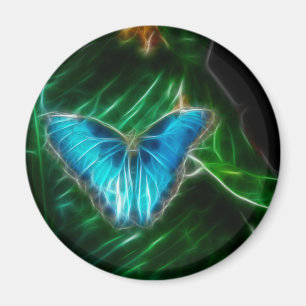 Electric Blue Morpho Butterfly Fraktal Magnet
