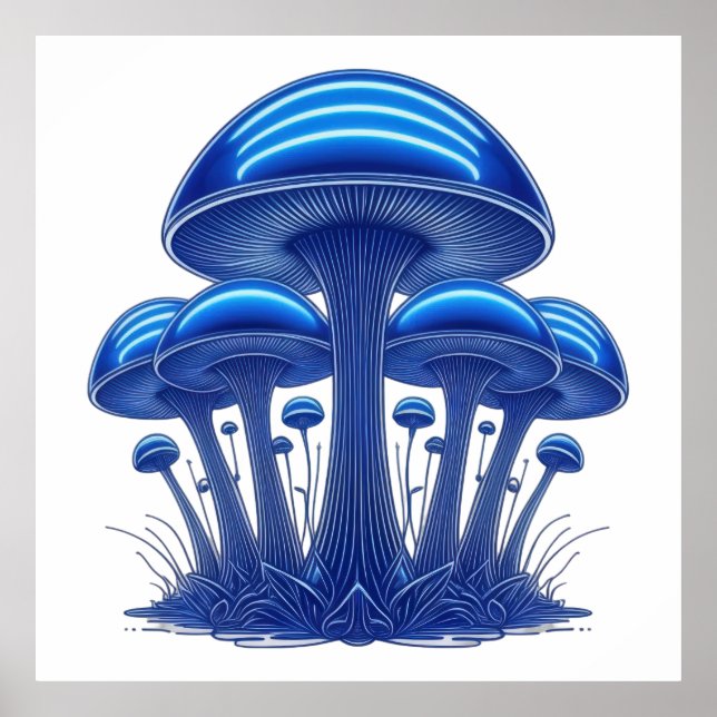 Electric Blue Mushroom Cluster Poster (Vorne)