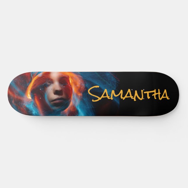 Electric Blue Personalisiert Girl Skateboard (Horizontal)