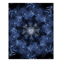 Electric Blue Plasma Fractal Art Poster