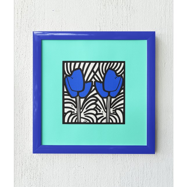 Electric Blue Pop Art Tulips Poster (Von Creator hochgeladen)