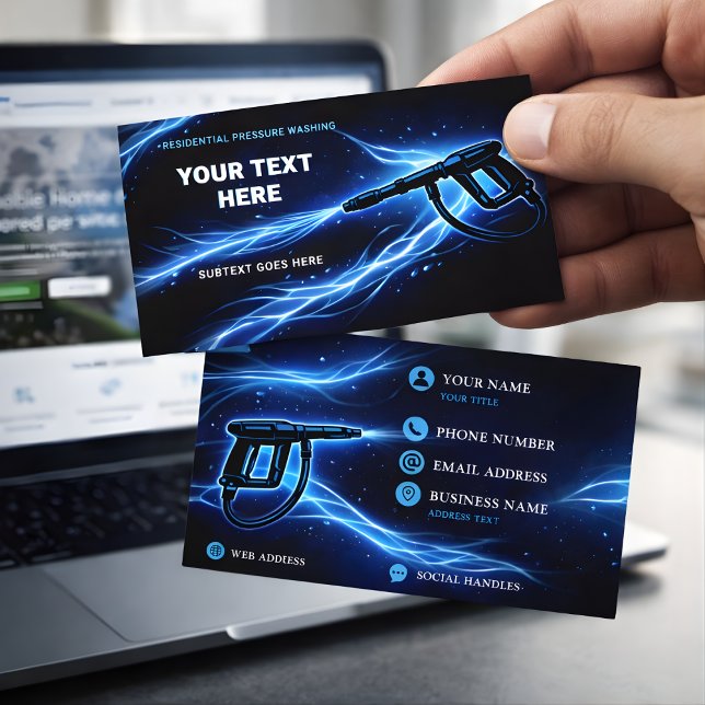 Electric Blue Wohnungsdruckreinigung Visitenkarte (Von Creator hochgeladen)