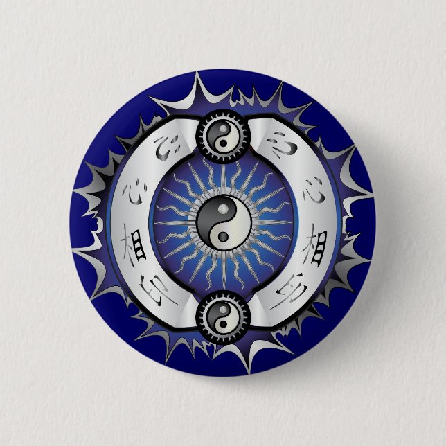 Electric Blue Yin Yang Button (Vorderseite)