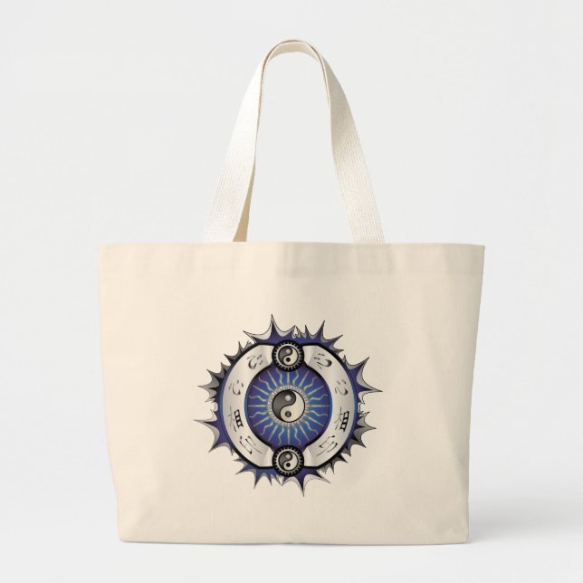 Electric Blue Yin Yang Jumbo Stoffbeutel (Vorne)