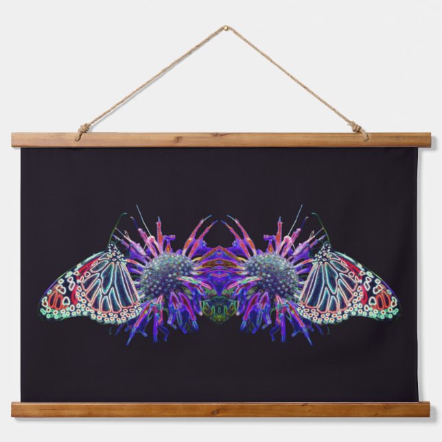 Electric Butterfly Abstract Nature Art  Wandteppich Mit Holzrahmen (Vorne)