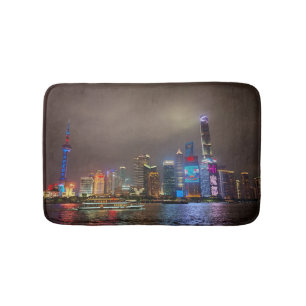 Electric Dreams - Futuristic Shanghai Skyline, A C Badematte