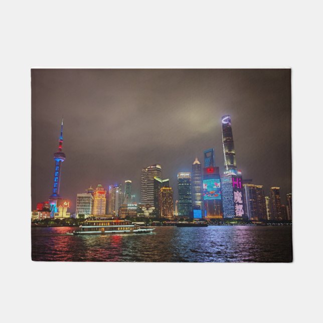Electric Dreams - Futuristic Shanghai Skyline, A C Fußmatte (Vorderseite)