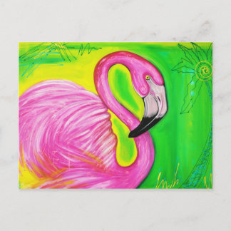 Electric Flamingo Postcard Postkarte