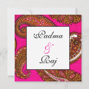 Electric Fuscia Paisley Wedding Einladung