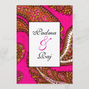 Electric Fuscia Paisley Wedding Einladung