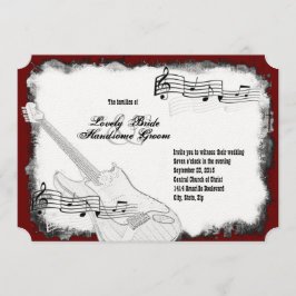 Electric Gitarre Black Red White Music Wedding Einladung