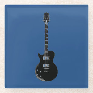 Electric Gitarre Blue Black Pop Art Glasuntersetzer