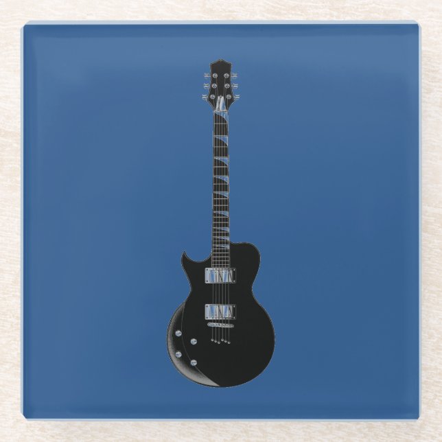 Electric Gitarre Blue Black Pop Art Glasuntersetzer (Vorderseite)