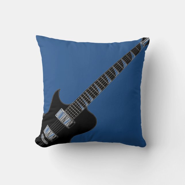 Electric Gitarre Blue Black Pop Art Kissen (Vorderseite)