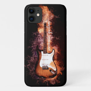 Electric Gitarre Musician Flaming Black Typografy Case-Mate iPhone Hülle