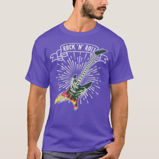 Electric Gitarre Rock Musician Skeleton Musical In T-Shirt