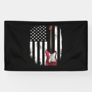 Electric Guitar American Flag Music Player Banner