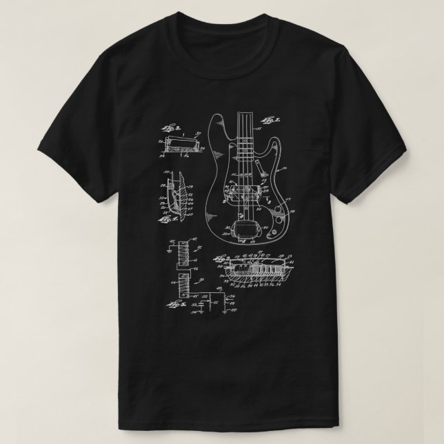 Electric Guitar Blueprint T-Shirt (Design vorne)