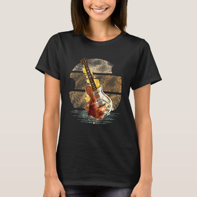 Electric Guitar Musical Artist Guitarist Sunset T-Shirt (Vorderseite)