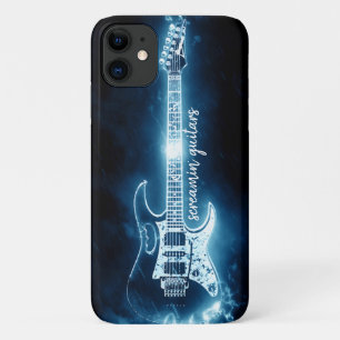 Electric Guitar Musician Blue Black Typografy iPh Case-Mate iPhone Hülle