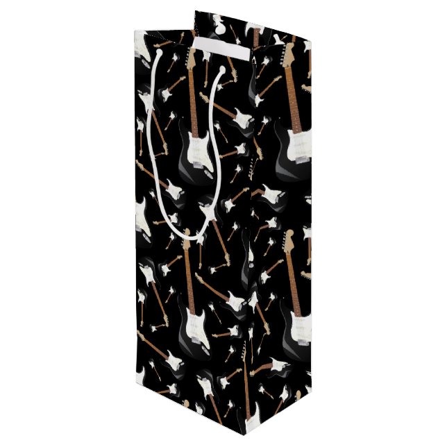 Electric Guitar Musician Music Teacher Geschenktüte Für Weinflaschen (Rückseite Schrägansicht)