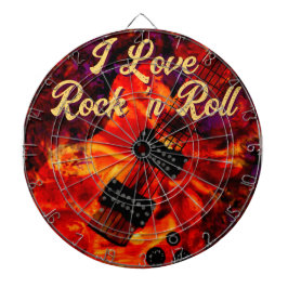 Electric Guitar on Fire Red Black Liebe Rock'n'Rol Dartscheibe