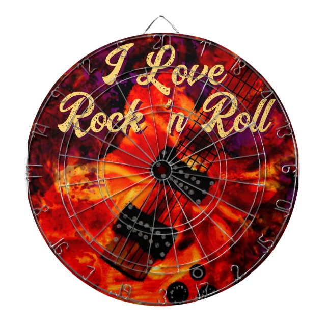 Electric Guitar on Fire Red Black Liebe Rock'n'Rol Dartscheibe (vorne)