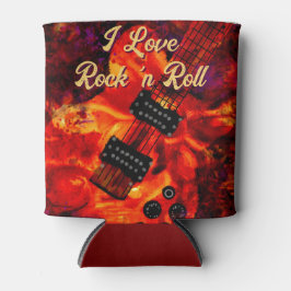 Electric Guitar on Fire Red Black Liebe Rock'n'Rol Dosenkühler