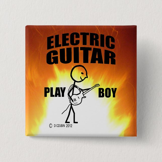 Electric Guitar Play Boy Button (Vorderseite)
