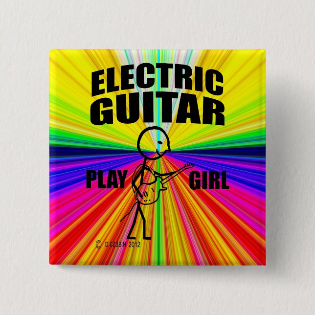 Electric Guitar Play Girl Button (Vorderseite)