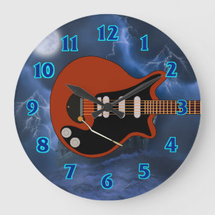 Electric Guitar Player Große Wanduhr