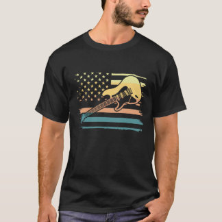 Electric Guitar Retro USA Flag T - Shirt