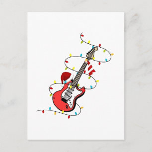 Electric Guitar Santa Claus Music Christmas Lover Ankündigungspostkarte