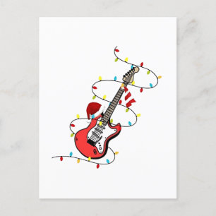 Electric Guitar Santa Claus Music Christmas Lover Feiertagspostkarte