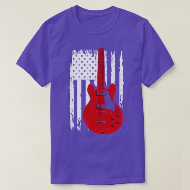 Electric Guitar US Flag Musician Gitarrist T-Shirt (Design vorne)