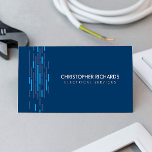 Electric Lights Blue Electrician Business Card Visitenkarte