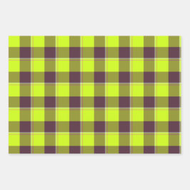 Electric Lime and Livid Brown Plaid Geschenkpapier Set