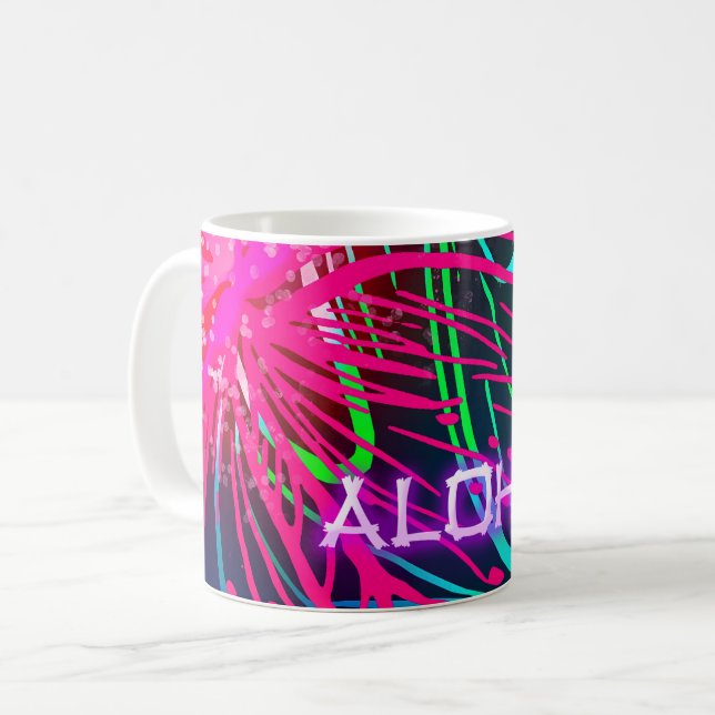 Electric Luau Tropical Night Neon Aloha Paradise Kaffeetasse (Vorderseite Links)