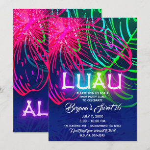 Electric Luau Tropical Night Neon Aloha Party Einladung