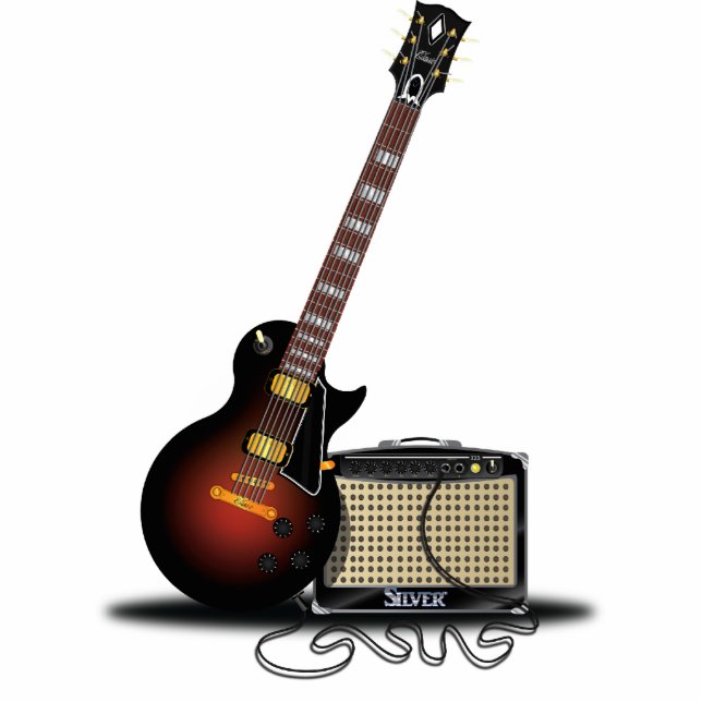 Electric n' Amp Classic Sunburst Freistehende Fotoskulptur (Vorne)