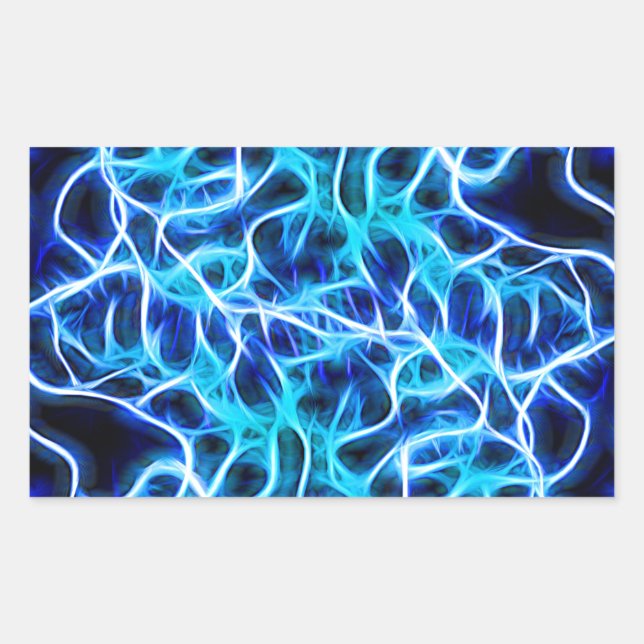Electric Neon Aqua Blue Aquamarin Lightning Rechteckiger Aufkleber (Vorderseite)