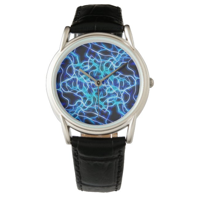 Electric Neon Blue Tesla Coil Lightning Armbanduhr (Vorderseite)
