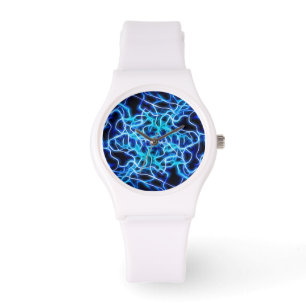 Electric Neon Blue Tesla Coil Lightning Armbanduhr