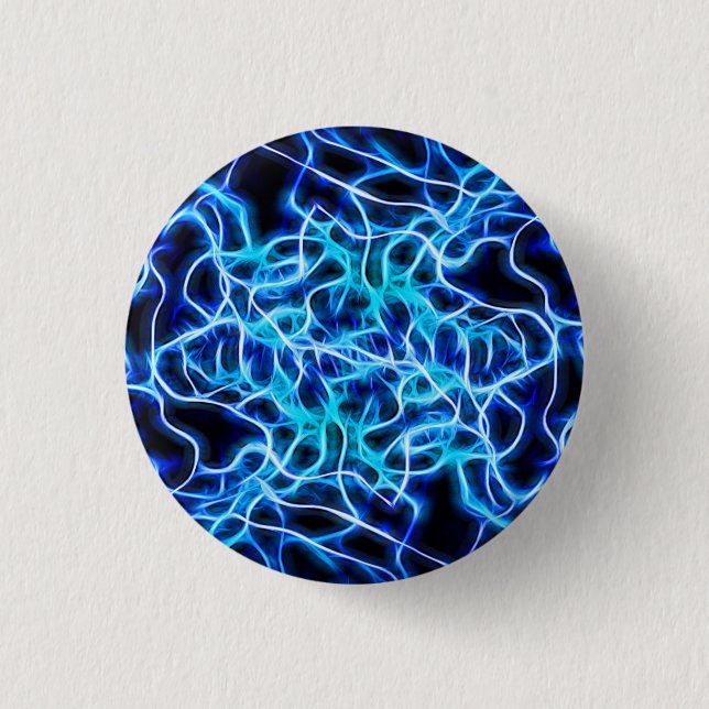 Electric Neon Blue Tesla Coil Lightning Button (Vorderseite)