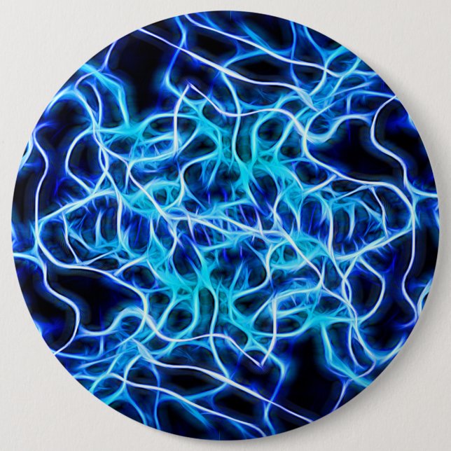 Electric Neon Blue Tesla Coil Lightning Button (Vorderseite)