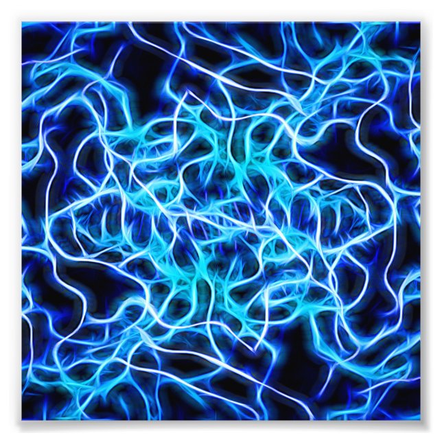 Electric Neon Blue Tesla Coil Lightning Fotodruck (Vorne)