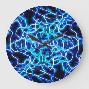Electric Neon Blue Tesla Coil Lightning Große Wanduhr