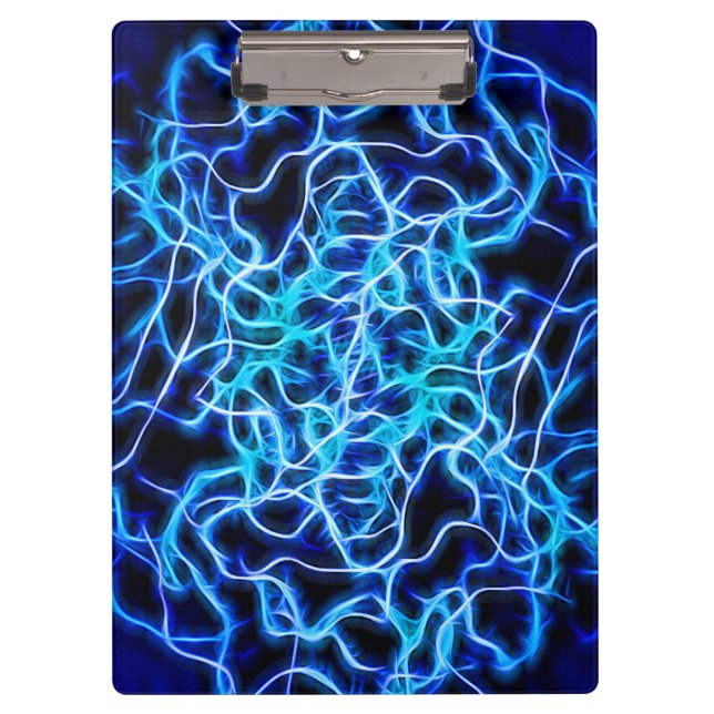 Electric Neon Blue Tesla Coil Lightning Klemmbrett (Vorderseite)