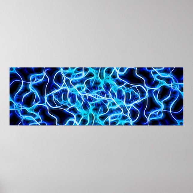 Electric Neon Blue Tesla Coil Lightning Poster (Vorne)