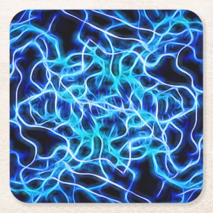 Electric Neon Blue Tesla Coil Lightning Rechteckiger Pappuntersetzer